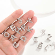 Load image into Gallery viewer, Earrings 18K White Gold Swarovski Letter Monogram Stud Earrings
