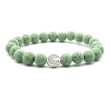 Load image into Gallery viewer, Bracelets Light Green Lava Stone Tree of Life Essential Oil Bracelet
