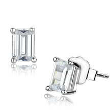 Load image into Gallery viewer, Earrings Clear CZ Rectangular Rhodium Earrings
