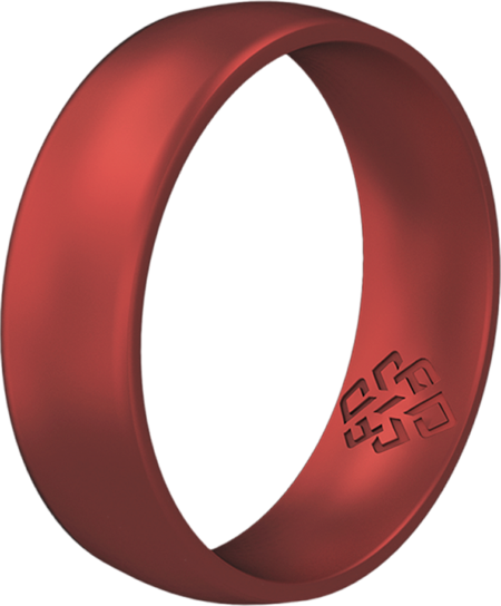 Rings Satin Chrome Red Silicone Unisex Ring