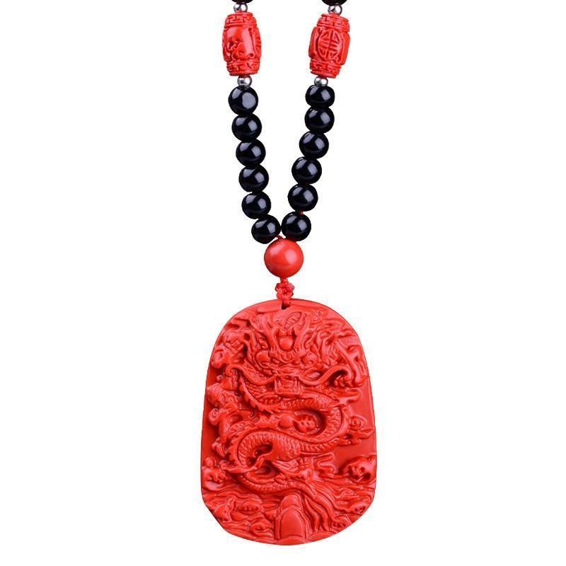 Necklaces Fiery Red Dragon Cinnabar Necklace