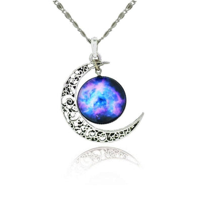 Necklaces Silver and Glass Galaxy Pendant Necklace