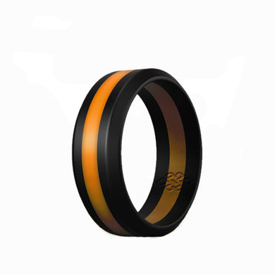 Rings Orange Stripe Silicone Unisex Ring