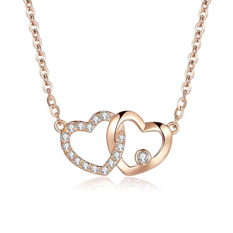 18K Rose Gold Diamond Heart Charm Necklace