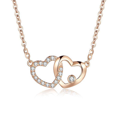Necklaces 18K Rose Gold Diamond Heart Charm Necklace