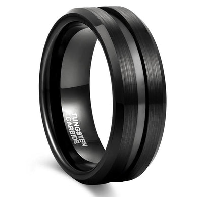 Rings 8mm Men's Classic Pure Black Tungsten Ring