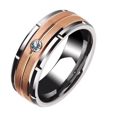 Rings 8mm Bronze and Silver Tungsten Carbide Ring