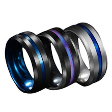 Load image into Gallery viewer, Rings Stainless steel Black Titanium Rainbow Groove Rings 8MM
