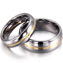 Load image into Gallery viewer, Rings 6mm or 8mm Couple&#39;s Set Tungsten Carbide with Gold Detail Ring
