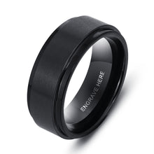 Load image into Gallery viewer, Rings Black Titanium Steel Engraved Band Ring
