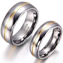 Load image into Gallery viewer, Rings 6mm or 8mm Couple&#39;s Set Tungsten Carbide with Gold Detail Ring
