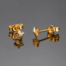 Load image into Gallery viewer, Earrings 18K Tri-Gold Star Stud Earrings
