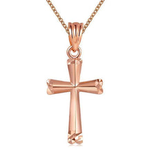 Load image into Gallery viewer, Necklaces 18K Rose Gold Cross Pendant Necklace
