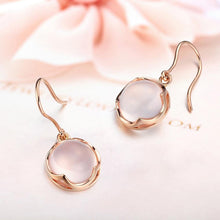 Load image into Gallery viewer, Earrings Natural Hibiscus Stone 18K Pure 750 Solid Gold Earrings
