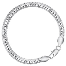 Load image into Gallery viewer, Bracelets 6mm Snake Curb Link Chain White Gold Bracelet
