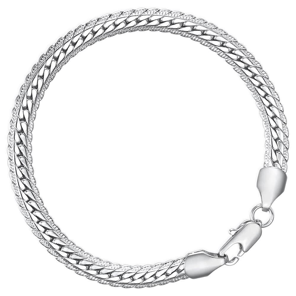 Bracelets 6mm Snake Curb Link Chain White Gold Bracelet