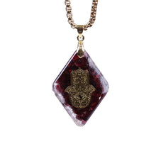 Load image into Gallery viewer, Necklaces Natural garnet Orgonite Pendant Hand of Fatifa Energy Necklace Healing
