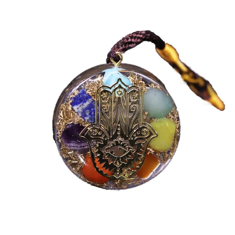 Necklaces Hand Of Fatima Energy Stone Chakra Amulet Necklace