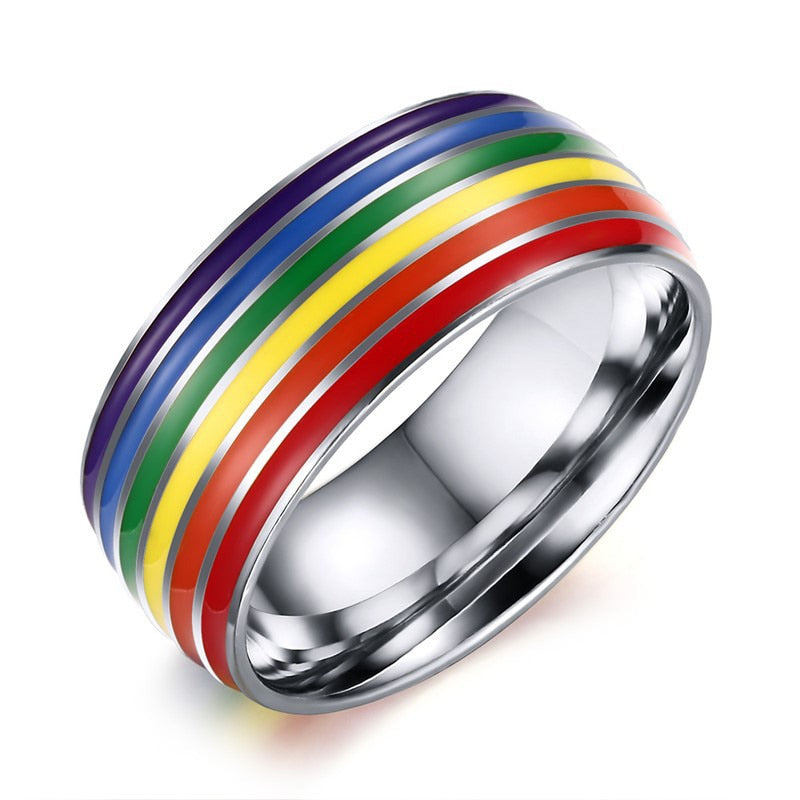 Rings Gay Pride Titanium Steel Ring