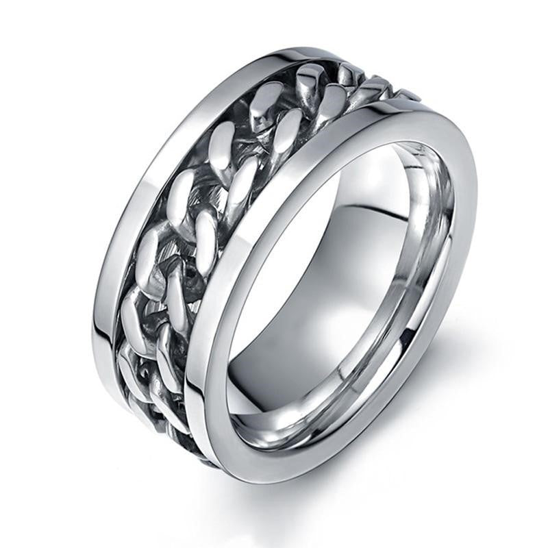 Rings Titanium Steel Rotatable Chain Unisex Ring