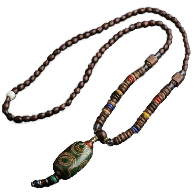 Necklaces Unisex Mala Wood Beads Pendant Necklace