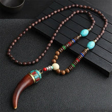 Load image into Gallery viewer, Necklaces Unisex Mala Wood Beads Pendant Necklace
