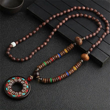 Load image into Gallery viewer, Necklaces Unisex Mala Wood Beads Pendant Necklace
