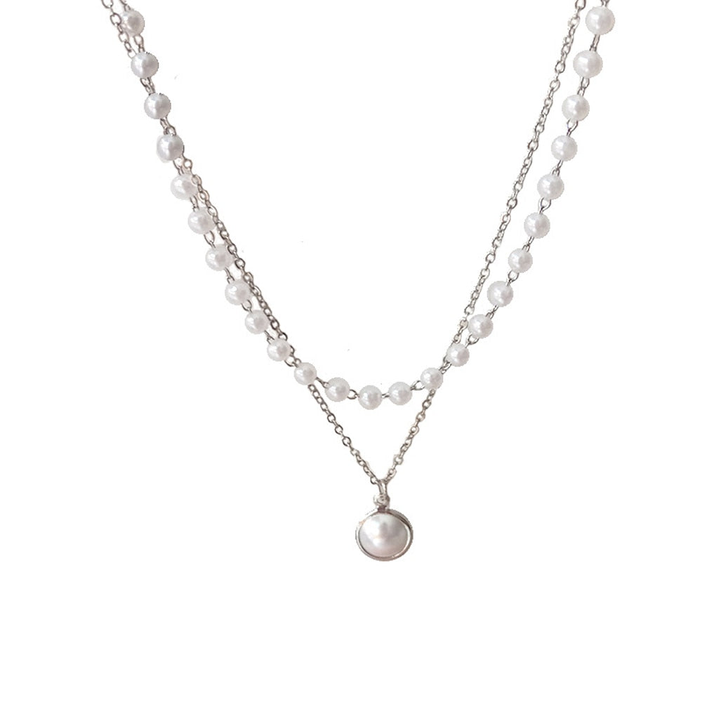 Necklaces Double Layer Chain Pearl Choker Necklace