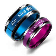 Load image into Gallery viewer, Rings Her King His Queen Stainless Steel Luminous Couple Rings
