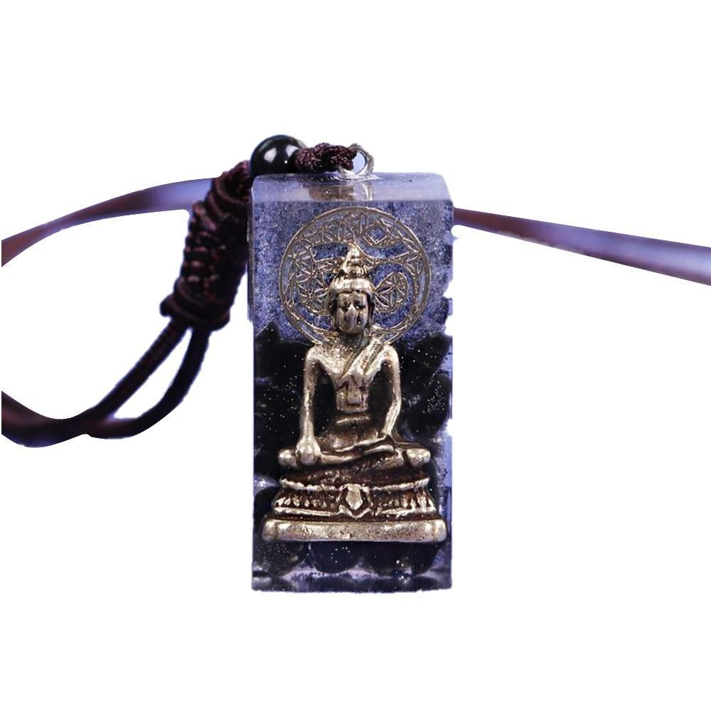 Necklaces Natural Stone Obsidian Buddha Amulet Necklace