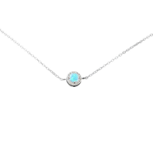 Load image into Gallery viewer, Bracelets Round Blue Opal Stone Sterling Silver Chain Bracelet
