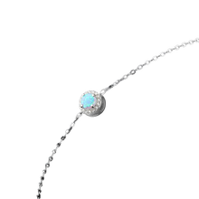 Load image into Gallery viewer, Bracelets Round Blue Opal Stone Sterling Silver Chain Bracelet
