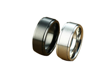 Rings Black Silver Color Spinner Ring for Men Stress Release