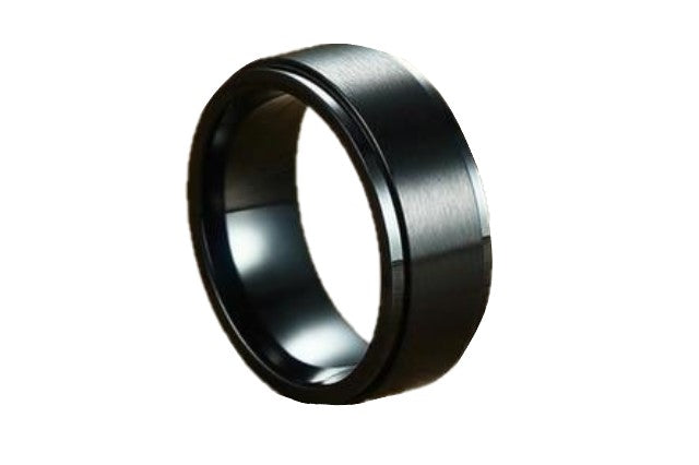Rings Black Silver Color Spinner Ring for Men Stress Release