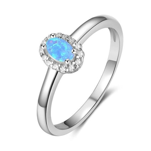 Rings Oval Opal Sterling Silver Ring
