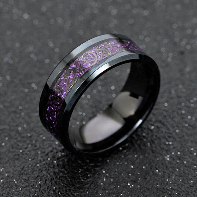 Rings Black Carbon Stainless Steel Luminous Ring
