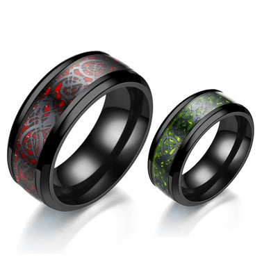 Rings Black Carbon Stainless Steel Luminous Ring