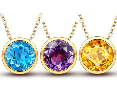 Necklaces 18K Pure Gold Natural Gemstones Pendant
