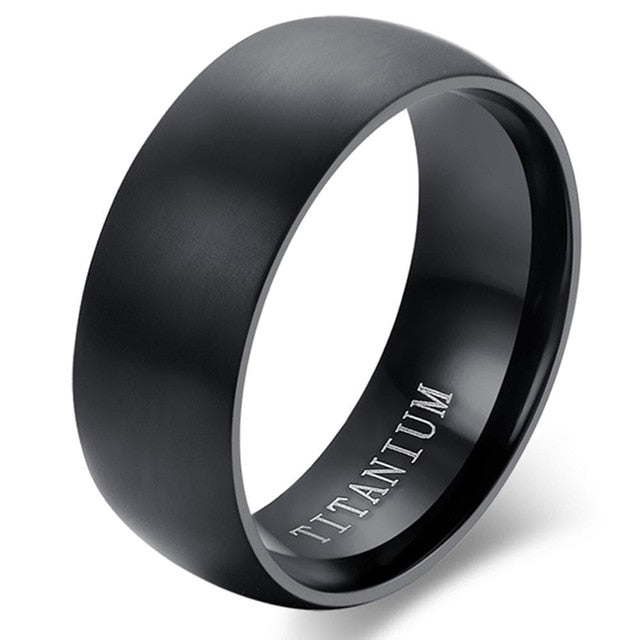 Rings 8MM Men's Black Titanium Ring