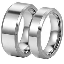 Load image into Gallery viewer, Rings Unisex 6mm &amp; 8mm Silver Tungsten Beveled-Edge Ring
