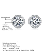 Load image into Gallery viewer, Earrings 5.0mm 1.0Ct D Color Moissanite Sterling Silver Stud Earrings
