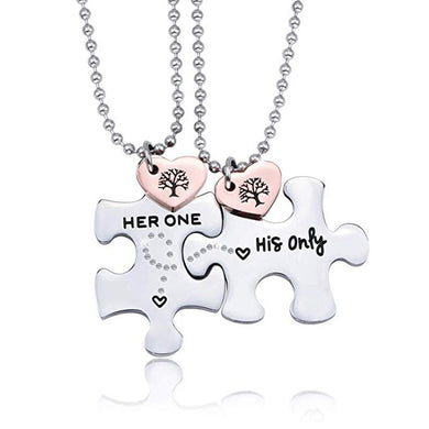 Necklaces Stainless Steel Her One and His Only Puzzle Couple Necklace