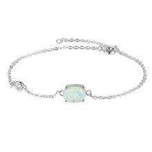 Load image into Gallery viewer, Bracelets Simple Sterling Silver Oval Opal Chain Link Bracelet
