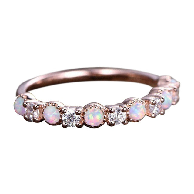 Rings Simple Opal Rose Gold Rhinestone Ring