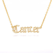 Load image into Gallery viewer, Necklaces Old English Letter Zirconia Zodiac Necklace

