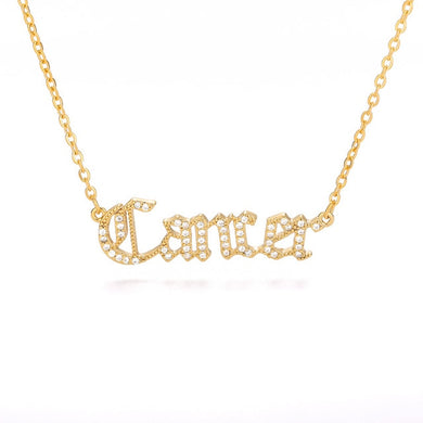 Necklaces Old English Letter Zirconia Zodiac Necklace