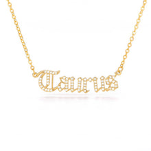 Load image into Gallery viewer, Necklaces Old English Letter Zirconia Zodiac Necklace
