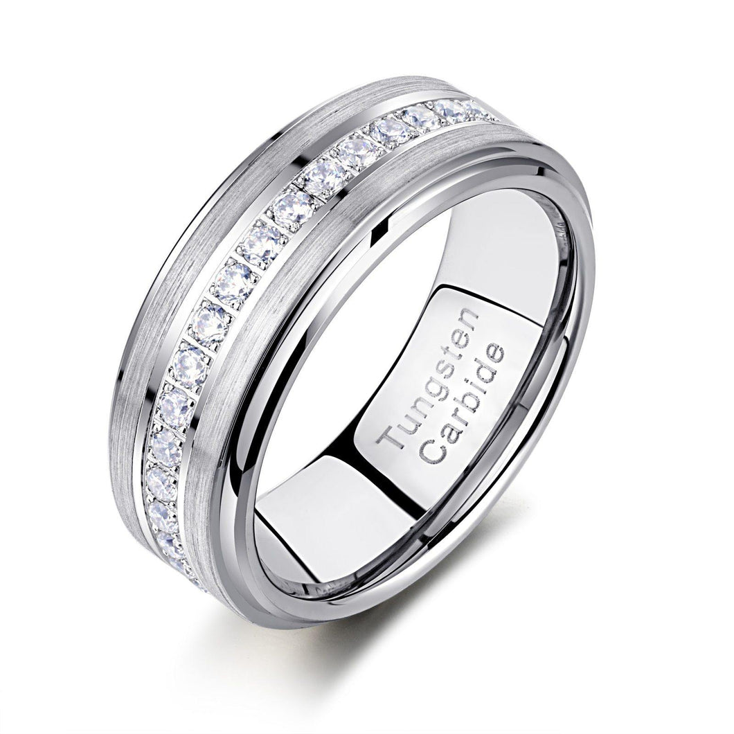 Rings 8mm Crystal-Covered Tungsten Carbide Ring