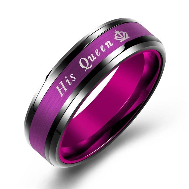 Rings Her King His Queen Stainless Steel Luminous Couple Rings
