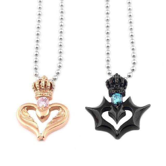 Necklaces Heart Crown Matching Couple Necklace Set